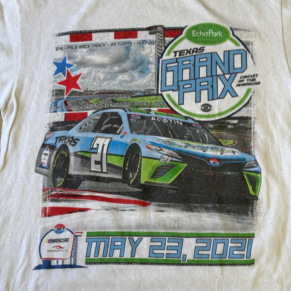 2021 Inaugural Texas Grand Prix White Nascar Graphic T-Shirt Size Medium - Picture 2 of 6
